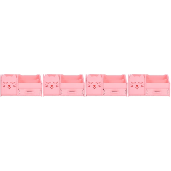 4 Sets Desktop Pen Holder Hand Gadgets Office Accessories Storage Boxes Laptop Pink