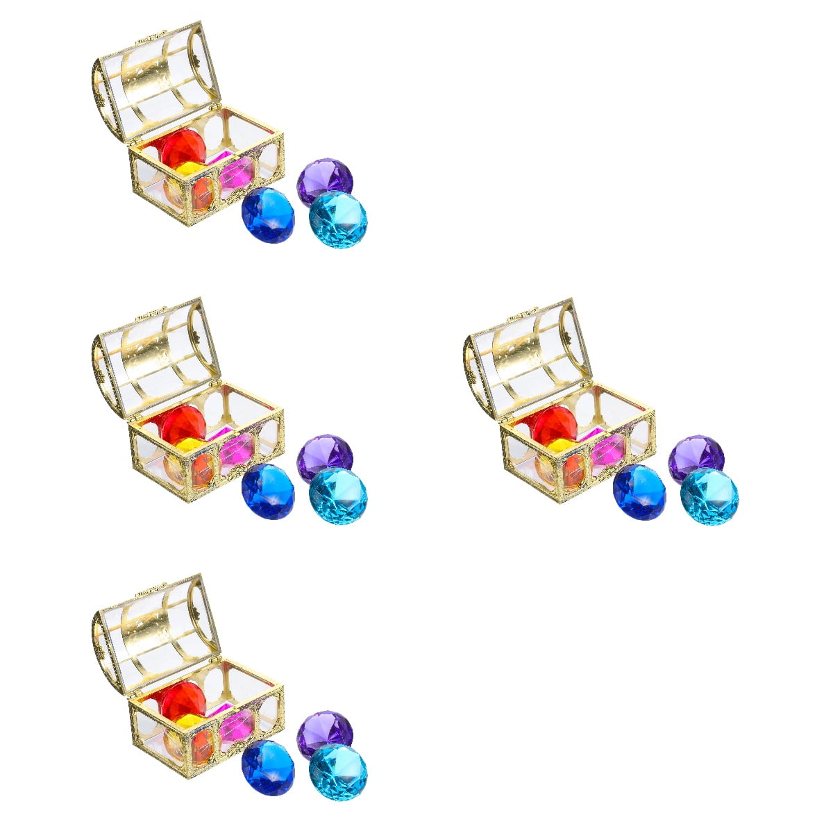 4 Sets Diamond Treasure Chest Girls Toys Kids Treasure Chest Halloween