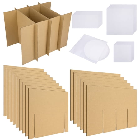 4 Sets Dish Packing Kit - Glass Dividers for Moving Boxes, Kitchen Pack Kit with 30 Foam Pouches Fits 16x12x12" Box (Box Not Included)