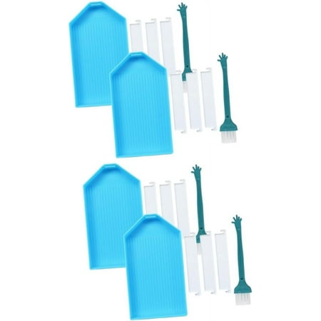 4 Sets Drill Plate Set Diamond Art Supplies Rhinestone Tray and Brush Multipurpose Tool Bead Tray Rhinestone Divided Tray Trays Diamond Sorting Tray Dividing line The Cross Plastic