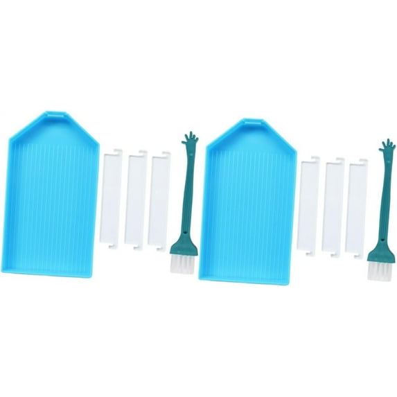 4 Sets Drill Plate Set Rhinestone Divided Tray Diamond Art Painting Tray Paint Pallets Rhinestone Tray with Brush Rhinestone Tray and Brush Bead Plastic Rhinestones Diamond Drawing