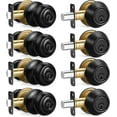 thumbnail image 1 of 4 Sets Entry Door Knob and Single Cylinder Deadbolt Combo Set, Keyed Alike Round Ball Matte Black Exterior Door Knobs with Lock and Keys for Entrance and Front Door, 1 of 12