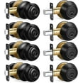 thumbnail image 1 of 4 Sets Entry Door Knob and Single Cylinder Deadbolt Combo Set, Keyed Alike Round Ball Matte Black Exterior Door Knobs with Lock and Keys for Entrance and Front Door, 1 of 12