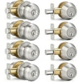 thumbnail image 1 of 4 Sets Entry Door Knob and Single Cylinder Deadbolt Combo Set, Keyed Alike Round Ball Satin Nickel Exterior Door Knobs with Lock and Keys for Entrance and Front Door, 1 of 12