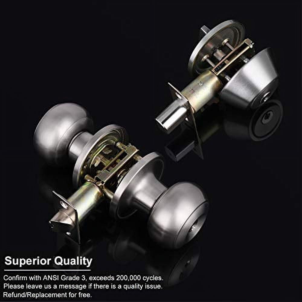 4 Sets Entry Door Knobs Keyed Alike with Deadbolts Keyed on One Side