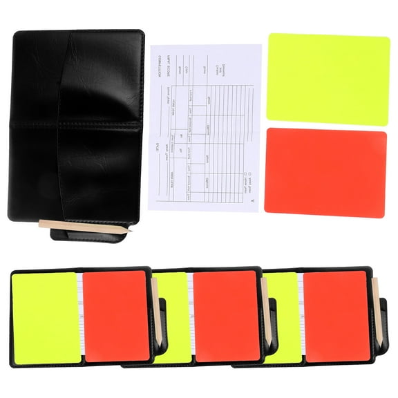 4 Sets Football Referee Cards Kit Soccer Yellow Red Cards Multi-Function Portable Professional Officiating Equipment