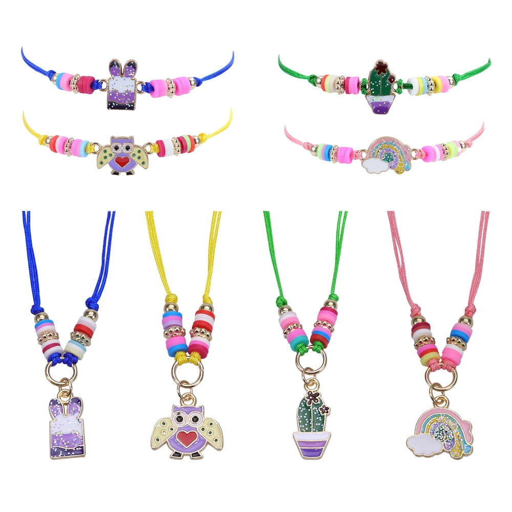 4 Sets Girl Princess Necklace Bracelet, Kids Jewelry Gift Party Dress ...