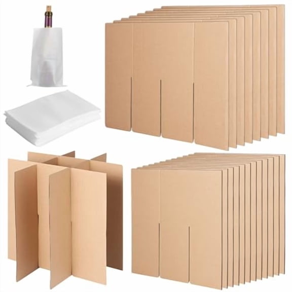 4 Sets Glass Divider Kits for Moving, Dish Packing Moving Box Kit,Kitchen Moving Box Kit, 20 Pcs Corrugate Dividers with 48 Pcs Foam Pouches Fits in16 1212 Inch Box