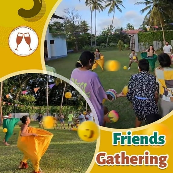 4 Sets Granny Pants Yard Game Set, Giant Outdoor Game with Bouncy Balls & Cones, Hilarious Team Relay Game for Family Reunion & Backyard Party