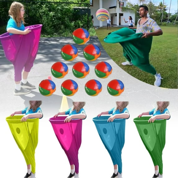 4 Sets Granny Pants Yard Game Set, Hilarious Team Relay Game with Stretch Pants & Balls, Perfect Backyard Party Game for Adults & Families