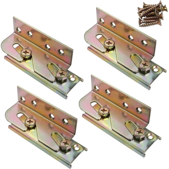 4 Sets Heavy Duty Bed Frame Brackets, Wooden Bed Fittings Bed Rail Brackets