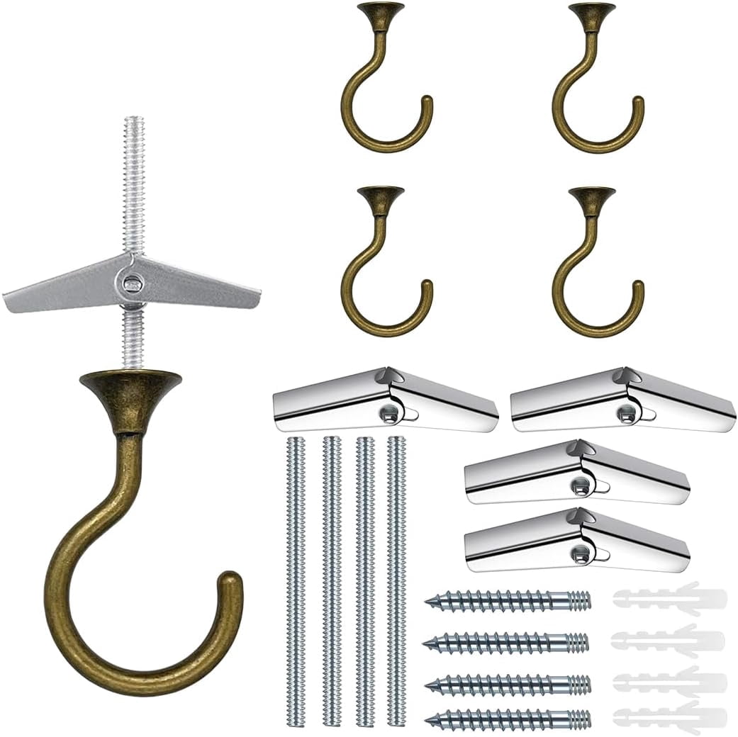 Swag Hook Heavy Duty Ceiling Hook Set – For Hanging Plants, Chandeliers, Wind Chimes (2 Pack, Black) - View #6