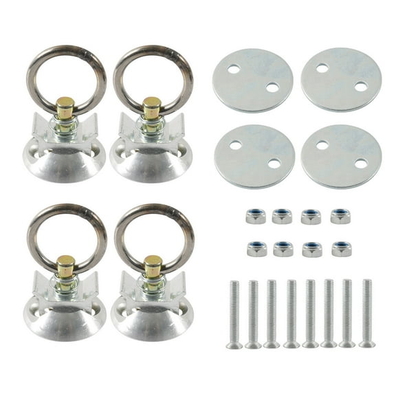 4 Sets L Track Tie Down Set Tie Down Systems with Round Rings for Truck Beds or Trailers Round Tie Down Anchors Point