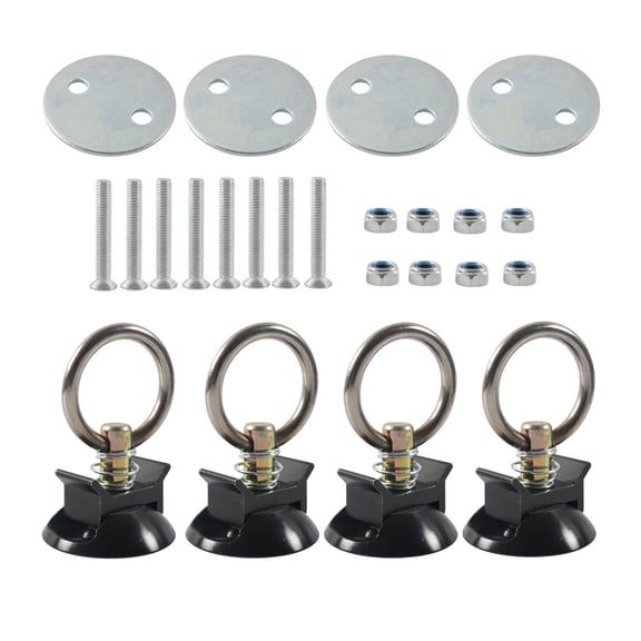 4 Sets L Track Tie Down Set Tie Down Systems with Round Rings for Truck Beds or Trailers Round Tie Down Anchors Point