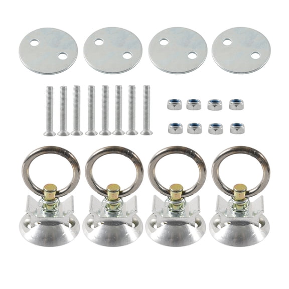 4 Sets L Track Tie Down Set Tie Down Systems with Round Rings for Truck Beds or Trailers Round Tie Down Anchors Point