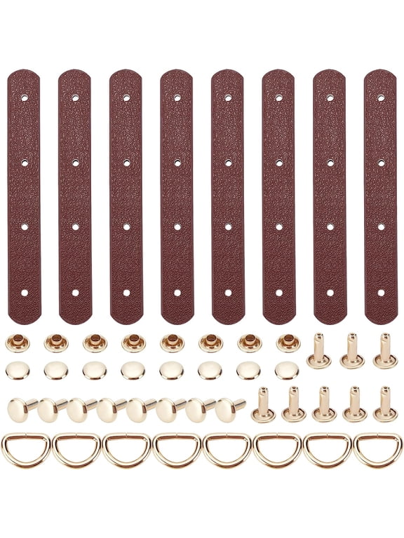 4 Sets Leather Metal Connector Buckles Purse Suspension Clasp Handbag Chain Link Clasps Leather Strap Fastener D Ring Screws Leather Craft Purse Hardware Supplies 3.70.5inch Brown DIY