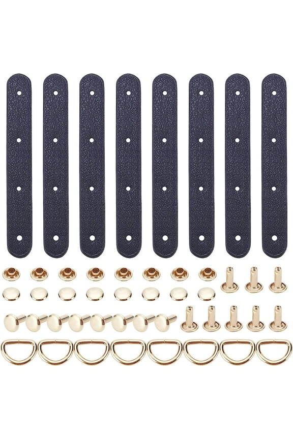 4 Sets Leather Metal Connector Buckles Purse Suspension Clasp Handbag Chain Link Clasps Leather Strap Fastener D Ring Screws Leather Craft Purse Hardware Supplies 3.70.5inch Black