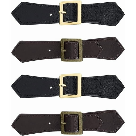 4 Sets Leather Sew-On Toggles Closures Black Brown PU Leather Snap Toggle Sew On Duffle Jacket Buckle Metal Leather Clasp Fasteners Replacement Snap Toggle for Coat Jacket DIY Craft
