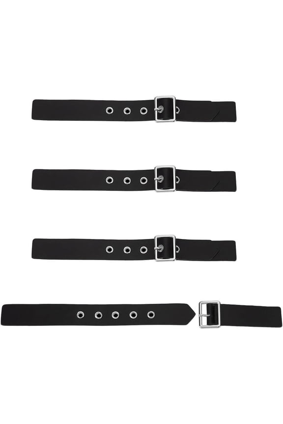 Imitation Leather Buckles with Platinum Plated Alloy Finding Black 22~95x25~26x2mm Hole: 4.5mm