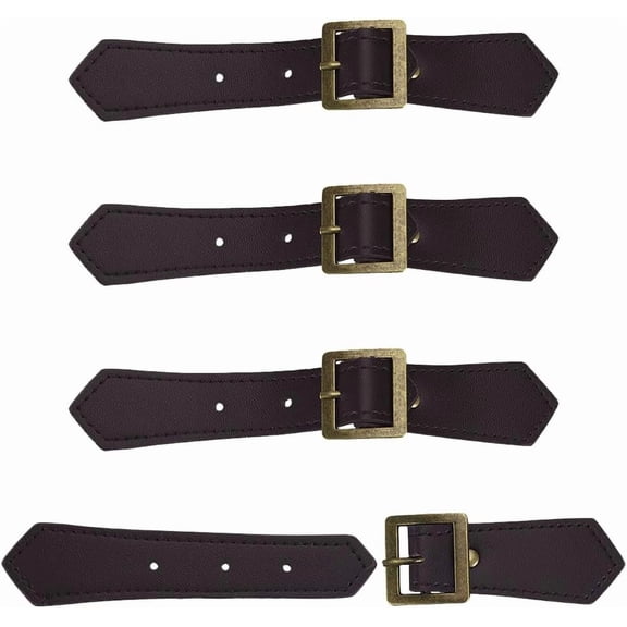 4 Sets Leather Sew-On Toggles Closures Coconut Brown PU Leather Snap Toggle Sew On Duffle Jacket Buckle Metal Leather Clasp Fasteners Replacement Snap Toggle for Coat Jacket DIY Craft