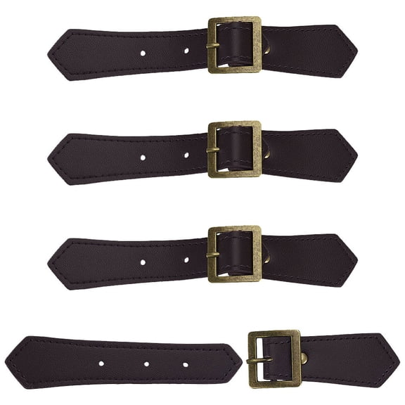 4 Sets Leather Sew-On Toggles Closures Coconut Brown PU Leather Snap Toggle Sew On Duffle Jacket Buckle Metal Leather Clasp Fasteners Replacement Snap