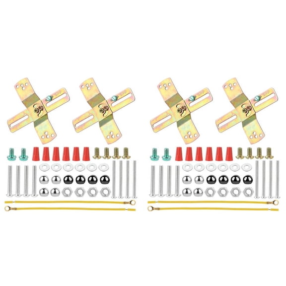 4 Sets Light Fixture Mounting Bracket,4 Inch -Shaped Mount Bracket Light Crossbar Bracket with Screws,4set x hanging boards 12x red nut 8x black nuts 8x screws 8x gasket 4x ground wire