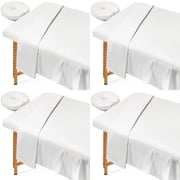 4 Sets Massage Table Sheets   3-Piece Set with Fitted Sheet, Flat Sheet & Face Rest Cover, Soft Elastic, Universal Fit, Machine Washable, for Spa, Salon, Beauty Services