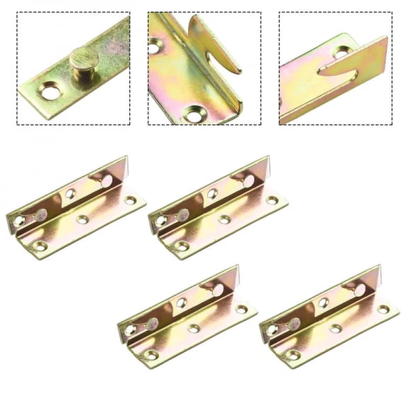 4 Sets Metal Bed Bracket Bed Frame Fixing Connecting Furniture Rail Hook Brackets Hinge Fitting Connector Lock Hardware