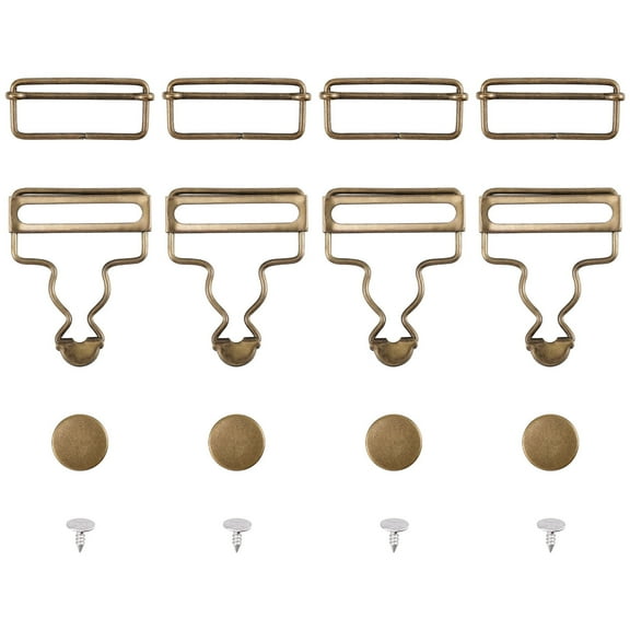 4 Sets Metal Overalls Buckles, Overall Replacement Clasp Clips with Adjustable Tri Glide Slide Buckle and Buttons for Jeans Suspender, Bib Pants DIY Sewing Accessories