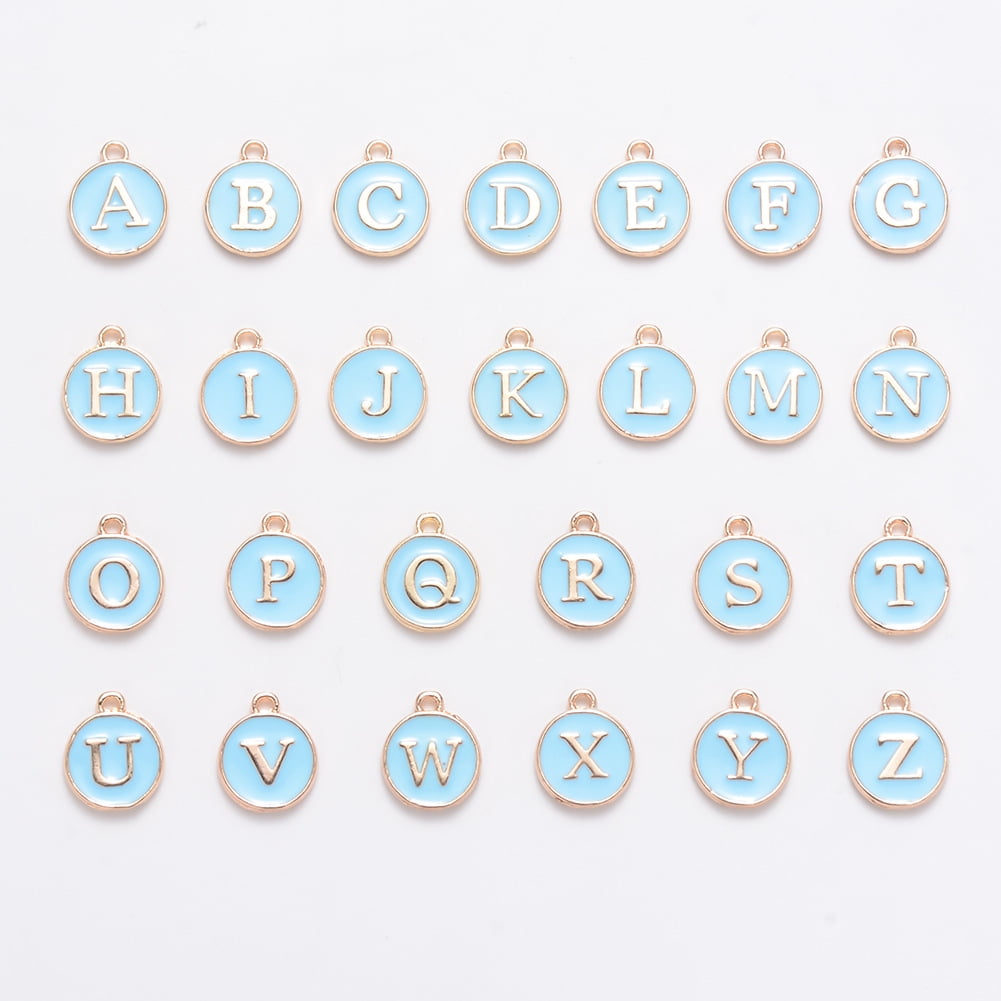 4 Sets Mixed Alphabet Letter Charms Double Sided Initial Pendant