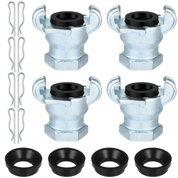 4 Sets NPT Iron Air Hose Fitting 2 Lug Universal Coupling Chicago for Female and Male End (3/4Inch, End)