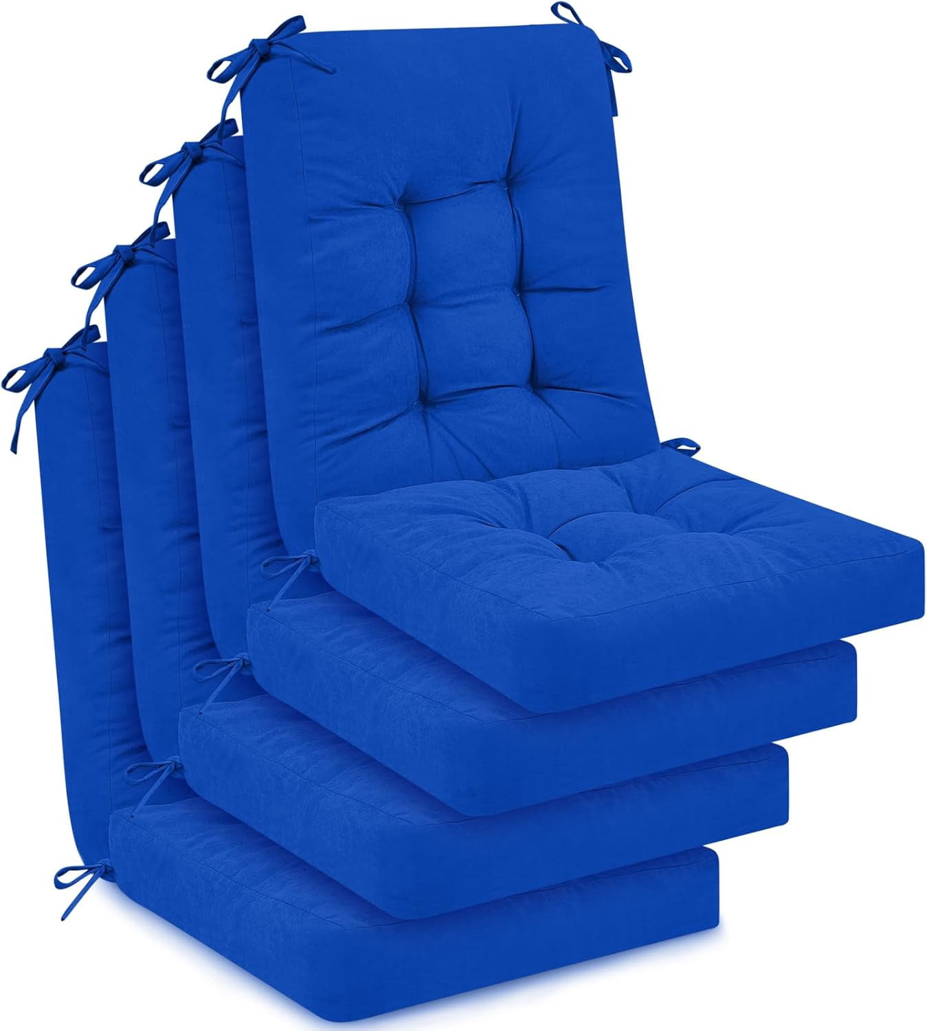 4 Sets Outdoor Patio Chair Cushions Seat High Back Tufted Pillow Replacement Rocking Chair Cushions Pads for Patio Summer Seasonal Indoor Home Office(Royal Blue)