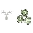 thumbnail image 1 of 4 Sets Palm Leaves Wall Decoration Deer Head Sculpture Wood Ornament Natural Wood Craft for Bedroom Corridor Home Decor, 1 of 8