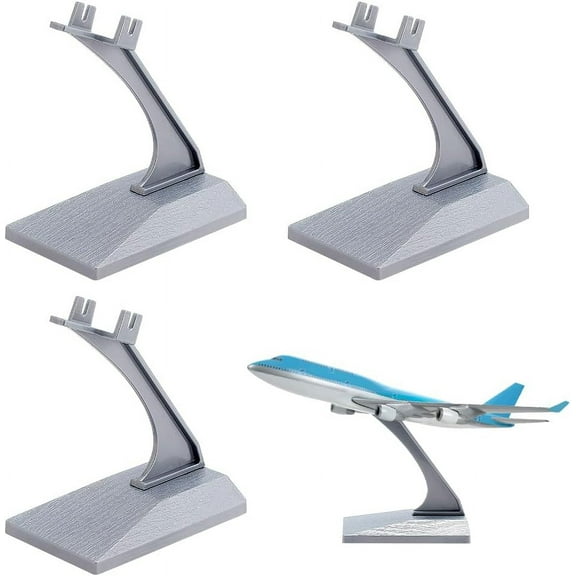 4 Sets Plastic Model Plane Display Stand Gray Detachable Display Holder Universal Aircraft Model Plane Stand No Airplane Model Show Stand for Building Blocks Planes Accessories Gray
