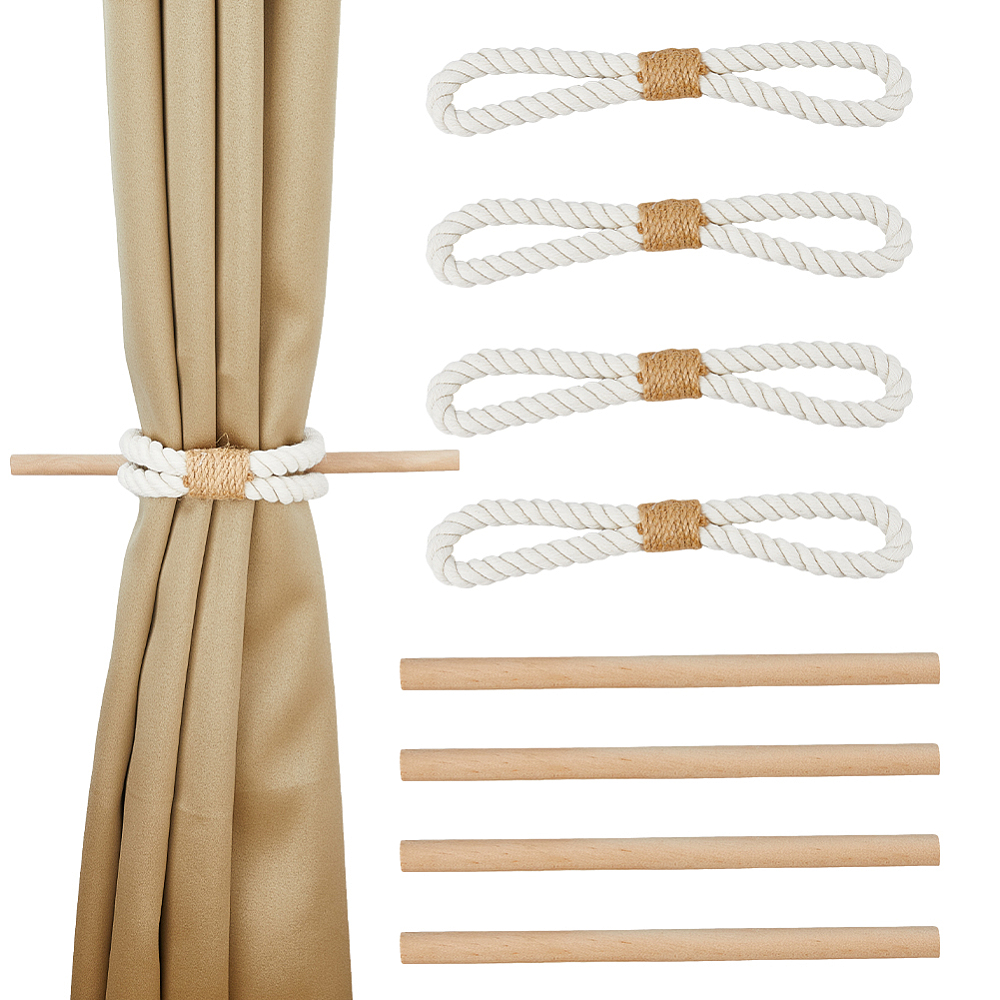 4 Sets Rope Curtain Tieback Boho Curtain Tiebacks Rustic Decorative ...