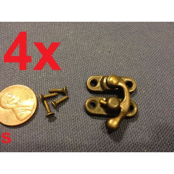 4 Sets - (S) Latch Hook Hinge Small Mini Antique Wood Box Catch Decorative A7
