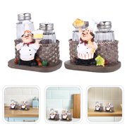 Foxnovo Kitchen Resin Decor, Chef Figurine with Spice Containers, Modern Style, Assorted Color, 4Sets