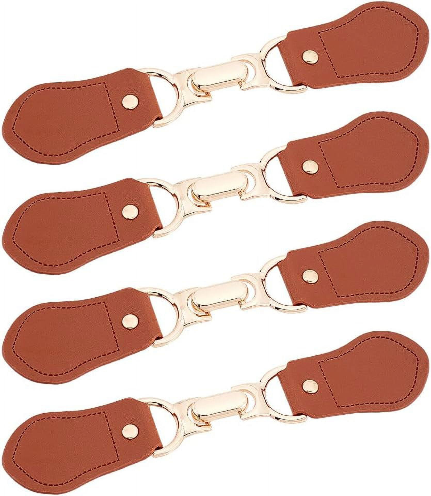 4 Sets Sew on Toggle Closures PU Leather Cloak Clasp Fasteners Brown