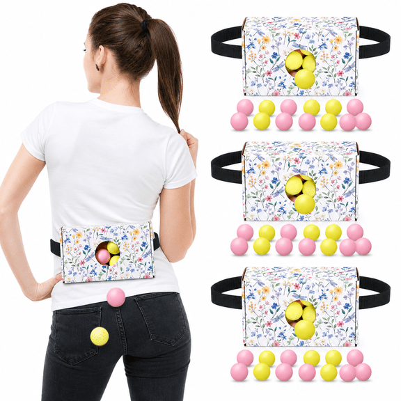 4 Sets Shaking Swing Balls Game Set Include 4 Shake Box And 4 Belts With 80 Funny Activities Party Games For Groups Outdoors Indoors(pink Yellowflower)