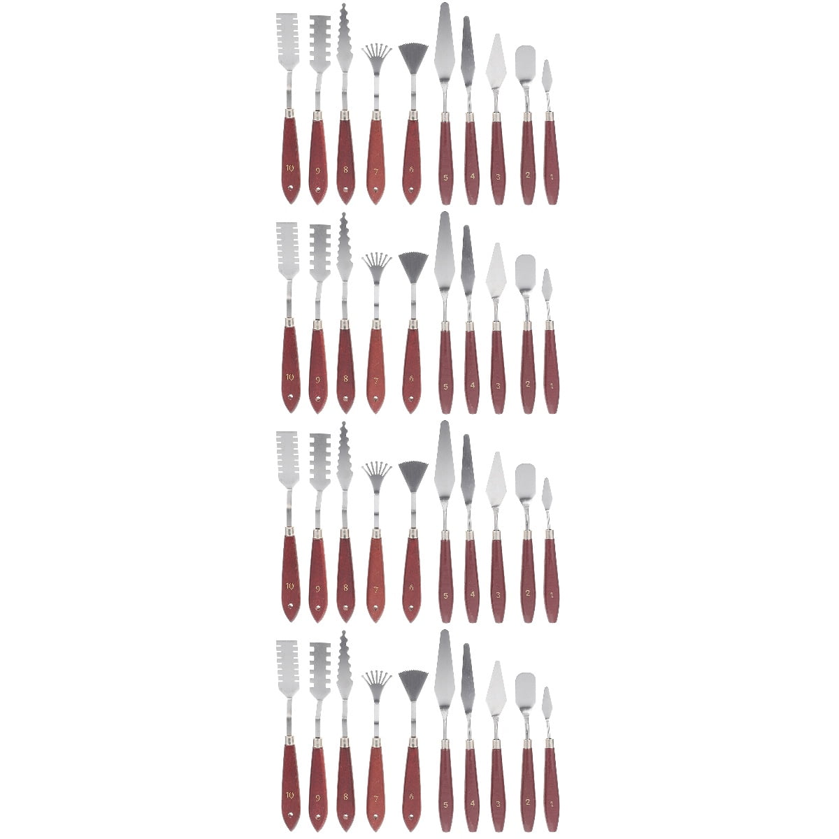 4 Sets Shaped Oil Painting Knife Scratchboard Wooden Handle Knives Clay