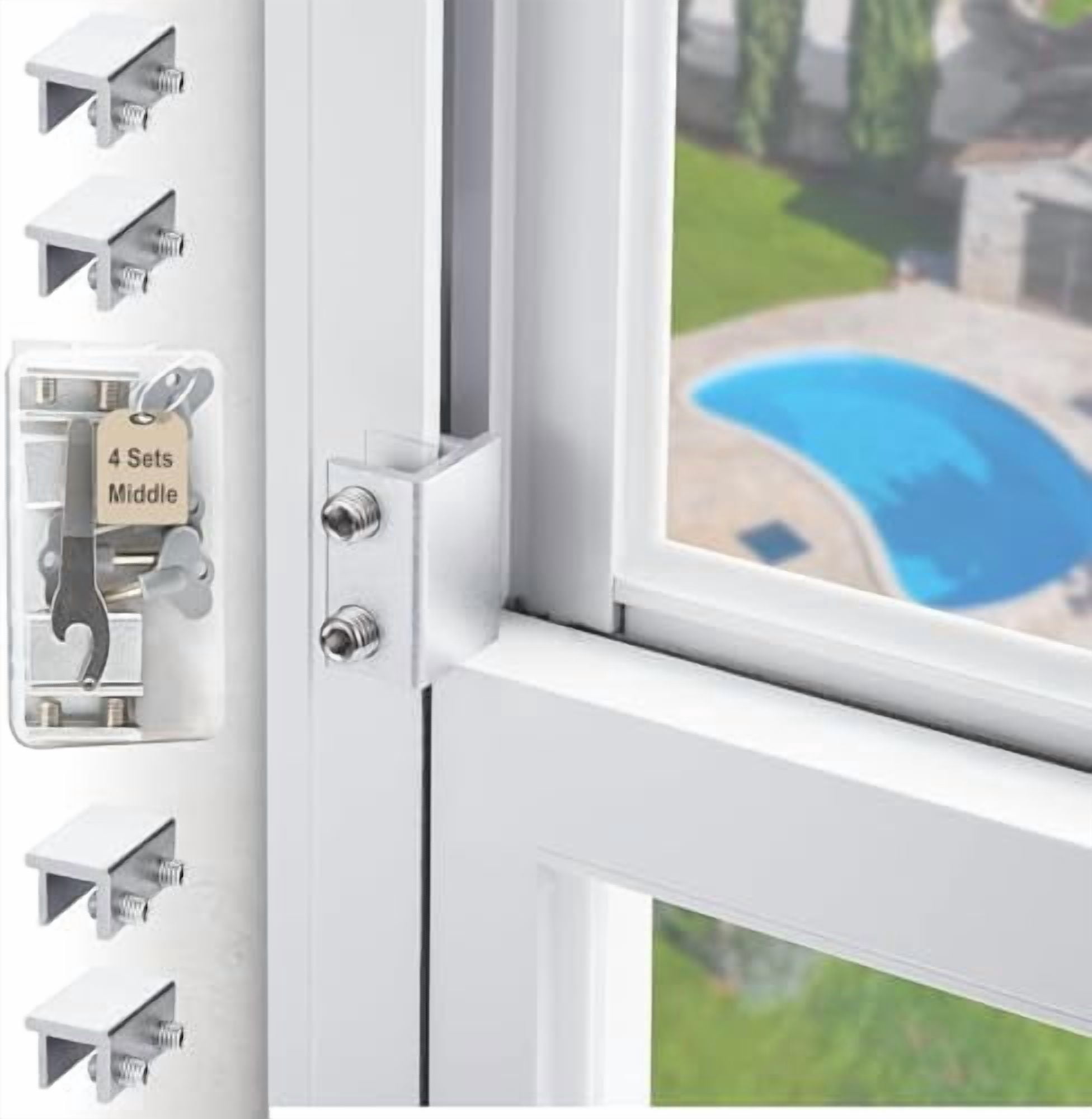 4 Sets Sliding Window Locks with Key, Window Locks for Up and Down ...