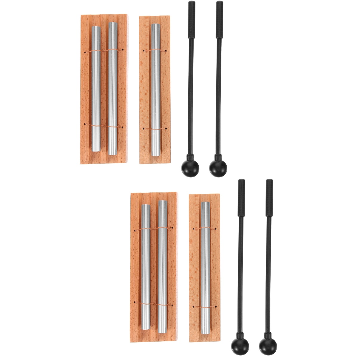 4 Sets Sound Beam Rod Music Classroom Supplies Trio Hand Chime Bell Instruments with Mallet
