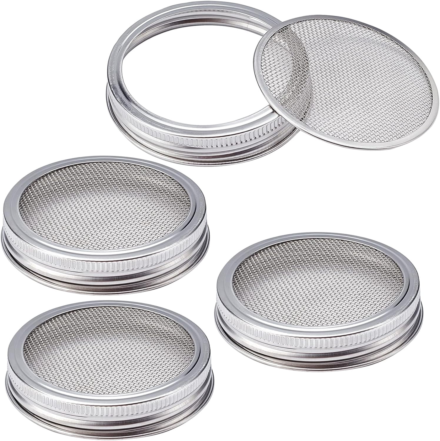 4 Sets Sprouting Jar Lids 304 Stainless Steel Mesh Lid Growing Alfalfa ...