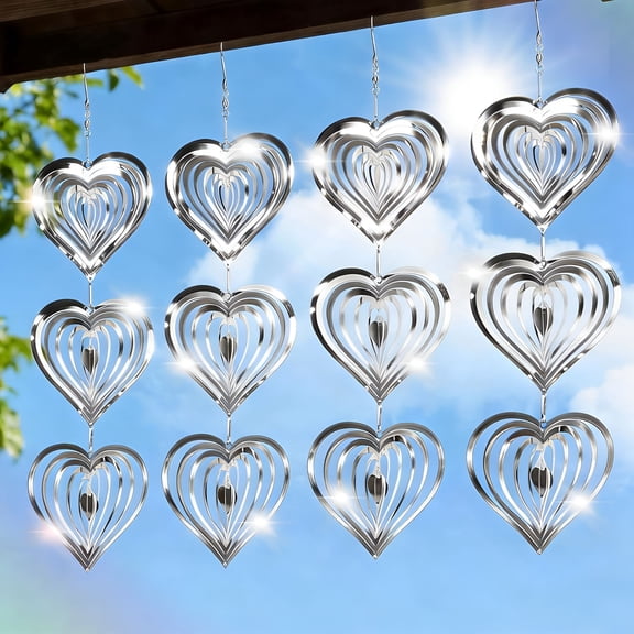 4 Sets Stainless Steel 3D Wind Spinners Bird Deterrents