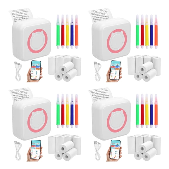 4 Sets Sticker Printer Pocket Label Thermal Portable Small Colour Pencil Text List Adhesive Student Paper Abs