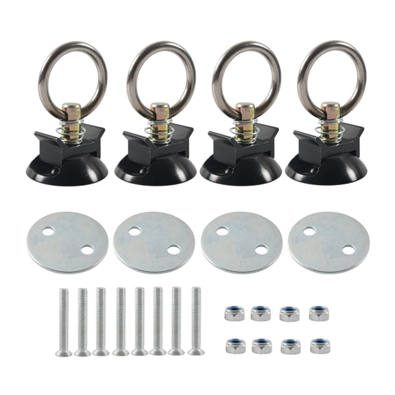 4 Sets Tie Down Systems Round Tie Down Anchors Point Set with Round Rings for Truck Beds Trailer to Tie Down Motorcycle
