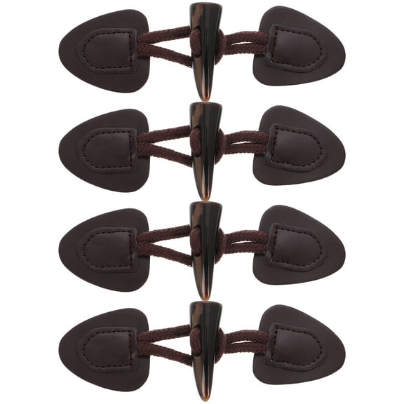 ibasenice Brown Toggle Button PU and Resin for Outfit Styling Easy Replacement 4Sets
