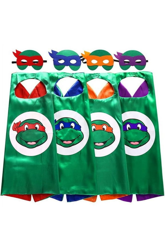4 Sets Turtles Ninja Cape & Mask Superhero Cosplay Costume