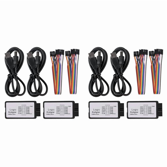4 Sets USB Logic Analyzer 24MHz 8 Channel 24M/Seconds Logic Analyzer Debugger for ARM FPGA Logic Analyzer Logic 24M 8CH,4 x Logic Analyzer 4 x USB cables 4 x Connection Sorting,Black