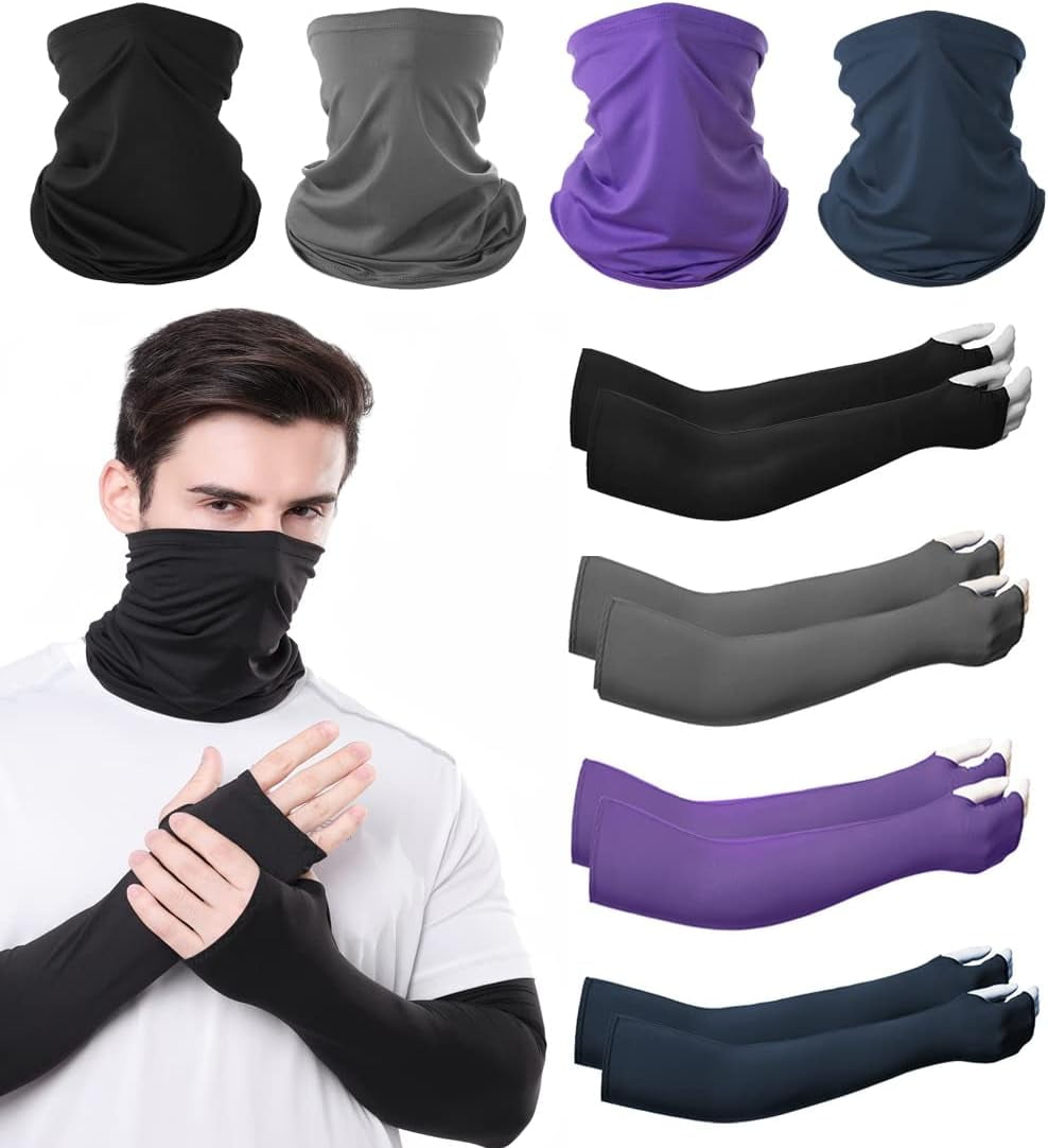 4 Sets UV Protection Face Mask and Sleeve Set, Neck Gaiter Balaclava ...